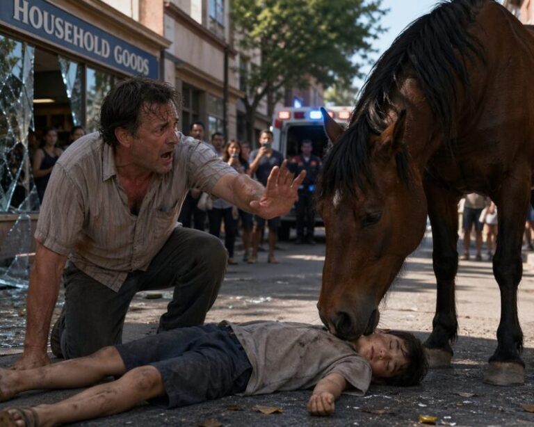 "Stop! What are you doing?!" shouted the shop owner, unaware of what the horse was about to reveal.